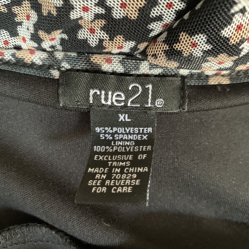 Rue21 Black Top with Floral Design